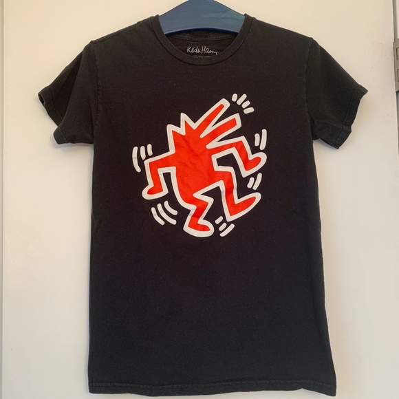 Licensed KEITH HARING Foundation T-shirt S Dancing Barking DOG Pop Art Graffiti - Picture 1 of 5